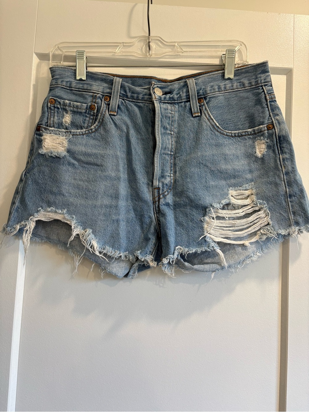 Levi's Light Blue Distressed Women's Denim Cutoff Shorts